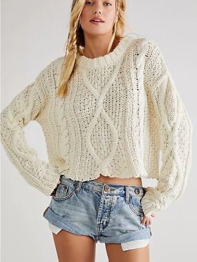 Free People Cutting Edge Cable Knit Pullover